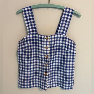 The Shirt by Rochelle Behrens • 100% Linen Gingham Cropped Tank with Buttons